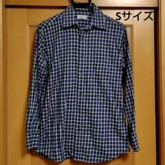 SIMPLE LIFE 青系チェック 長袖シャツ S