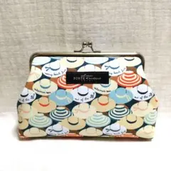 がま口ポーチ　メイクポーチ　ハンドメイド　帽子柄　たくさんのかわいい帽子