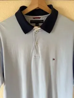⭐️週末限定セール⭐️【美品】トミーヒルフィガー ポロシャツLライトブルー×ネイビー
