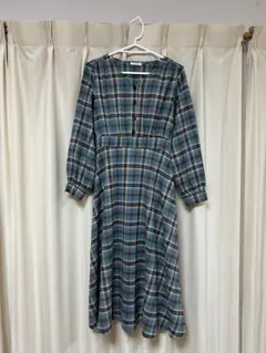 コルザ　チェック柄 長袖　ワンピース