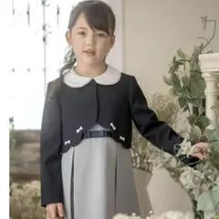 ネイビー グレー フォーマルドレス ジャケットセット