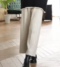 ikka イッカ スエードライクプリーツワイドパンツ M