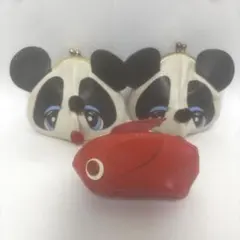 レトロポーチ　3点セット（パンダ・うさぎ）