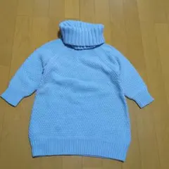 新品★コムサイズム　サックスクルーネックニットワンピース100ｃｍ