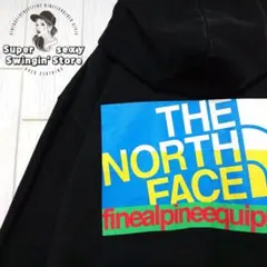 人気 ノースフェイス スウェット パーカー L ブラック バックプリント 古着