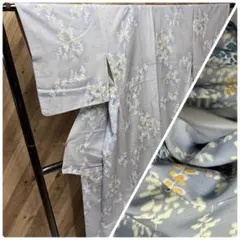 は*く様 z1401 木で総柄 正絹 広衿 紫色 青色 暈し八掛 袷着物 2/5