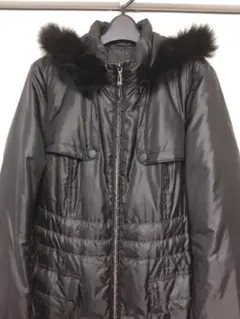 最終価格　ICB 黒のダウン ロングコートフード付き サイズ42