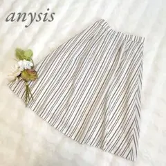 エニシス◆フレアスカート(M)白 ストライプ 上品 清潔感 きれいめ 華やかのサムネイル