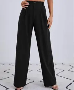 SHEIN ブラック ハイウエスト ストレートパンツ