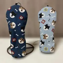 핸드메이드 시바 이누 패턴 골프 헤드커버 2개 세트