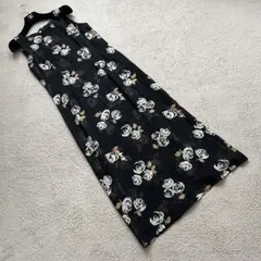 美品　ローラアシュレイ　ノースリーブロングワンピース　シルク　花柄　総柄