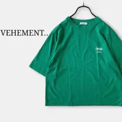 ワンポイントロゴプリントTシャツ(L)ショート丈　半袖　緑グリーン　大きめ　春夏