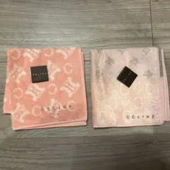 CELINE ピンク ロゴ タオルハンカチ