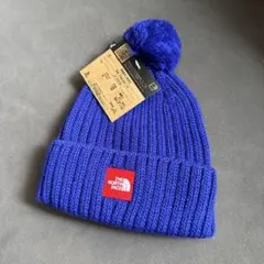 新品未使用　THE NORTH FACE ポンポン付きニット帽 青　ベビー