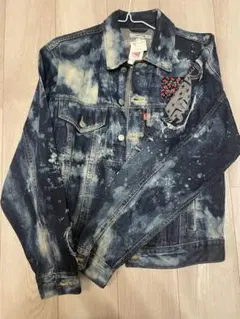 デニムジャケット ダメージ加工刺繍付き