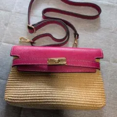 本革 ショルダーバッグ ピンク ベージュ