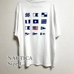 NAUTICA Tシャツ L ホワイト バックプリント フラッグロゴ 半袖のサムネイル