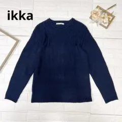 ikka クルーネックニット M ネイビー ウール混 メンズ