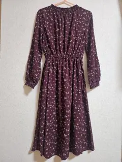 GLACIER 花柄 長袖 ひざ丈ワンピース