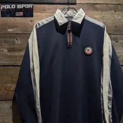 【至高にポロスポ】　90s　POLO SPORT　ハーフジップ　ラガースウェット