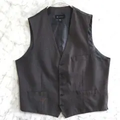 36　INC　スーツベスト　2/4XL　濃灰　ヘリンボーン　ビック　US古着