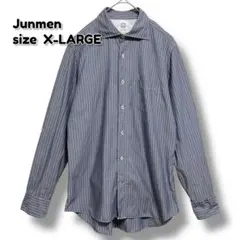 Junmen ストライプ 長袖シャツ メンズトップス ロールアップスリーブ XLのサムネイル