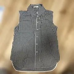 MADISONBLUE マディソンブルー黒チェックノースリーブシャツ02 M