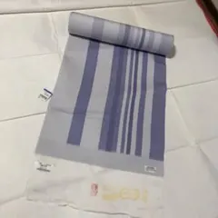 【未仕立て】丹後ちりめん 小紋 反物 紫系ストライプ 上品な涼感
