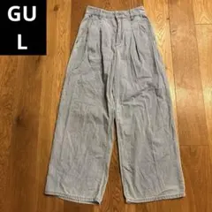 GU 薄手　ワイドデニムパンツ L デニムガウチョパンツ