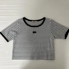ems excite ボーダー 半袖 Tシャツ クロップド丈のサムネイル