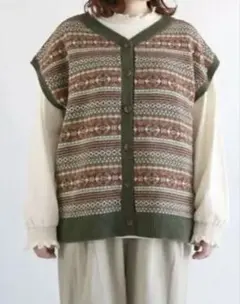 【新品未使用】サマンサモスモス ジャカード前後着ニットベスト