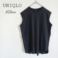 美品 ユニクロ UNIQLO エアリズム ノースリーブカットソー 黒 XL