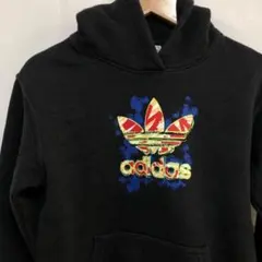 A764 アディダス 152 アメリカ古着 トレフォイル パーカー 長袖