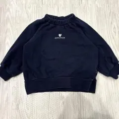 プティマイン　90 トレーナー　ネイビー　ハート柄　petit main