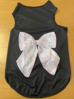 大型犬　黒リボンプリント犬服 タンクトップ