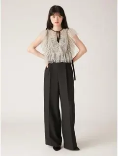 チュールビスチェセットロンパース　リリーブラウン 黒　ドット　ブラック