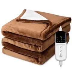 電気毛布 掛け敷き兼用 厚手生地 188×130cm省エネ ブラウン