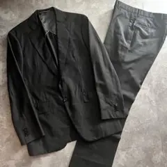【美品】エルメネジルドゼニア　スーツ　セットアップ　ストライプ　ブラック　黒