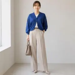 未使用タグ Gabardine K.T サマーニット ボレロ F 日本製 青のサムネイル