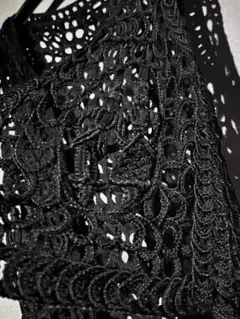 荒目網ニット ベスト 黒