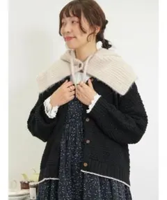 Samansa Mos2 ラーベン編み前後2WAYニット ブラック