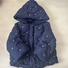 プティマイン　ネイビー ハート柄 フード付きジャケット　90センチ