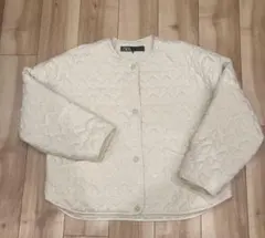 ZARA ホワイト ハートキルティングジャケット L