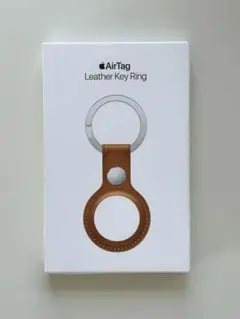 【新品】純正 AirTag レザーキーリング・サドルブラウン①