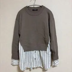LAUTREAMONT ドッキングニット シャツ重ね着風 ブラウン 38 長袖