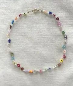 ビーズネックレス ハンドメイド フラワー 韓国