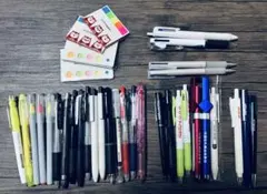 【値下げ】ボールペン・蛍光ペン・付箋　35点セット　新品、使用品有り　エアライン