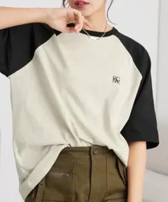 モノマート　ワンポイント　ロゴ刺繍　ラグランスリーブTシャツ　新品未使用　M
