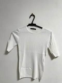 [spray premium] リブニットトップス 半袖 白