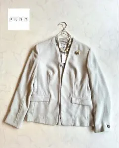 タグ付♪PLST ソフトダブルクロスカラーレスジャケット ノーカラージャケット
